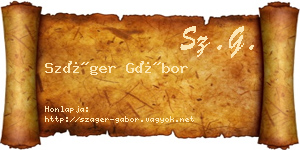 Száger Gábor névjegykártya